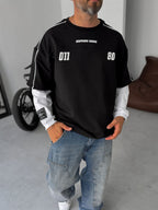 Graphique Embossed Patchwork Sweatshirt