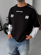 Graphique Embossed Patchwork Sweatshirt