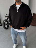 Half-Zip Ribbed Sweatshirt