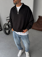 Half-Zip Ribbed Sweatshirt