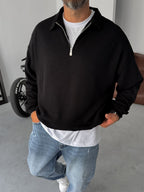 Half-Zip Ribbed Sweatshirt