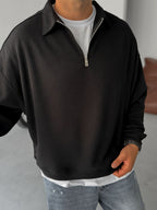 Half-Zip Ribbed Sweatshirt
