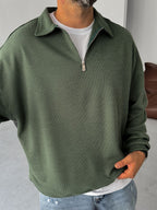 Half-Zip Ribbed Sweatshirt