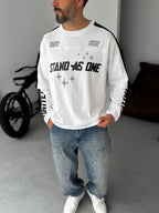 Stand Printed Patchwork Sweatshirt