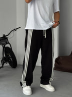 Striped Sweatpants with Button Details