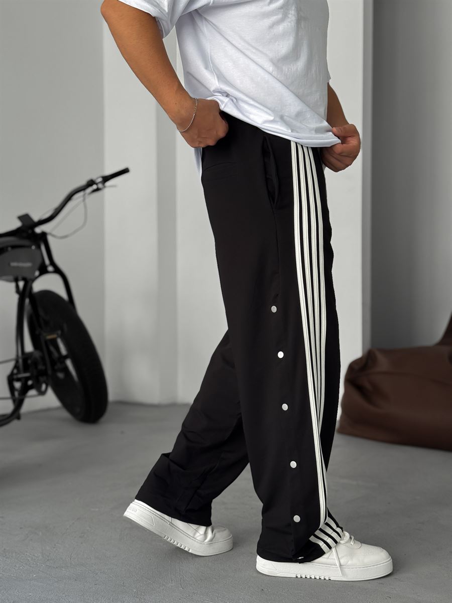 Striped Sweatpants with Button Details