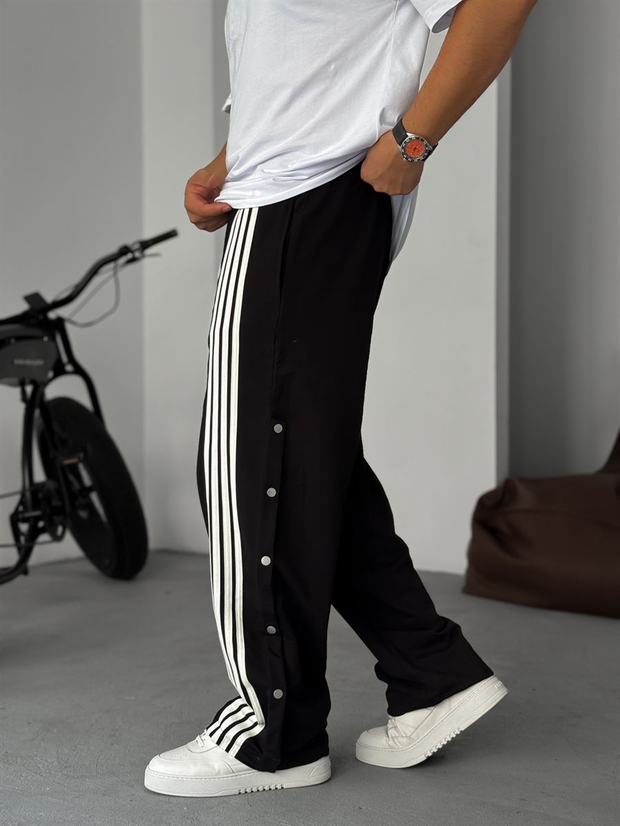 Striped Sweatpants with Button Details