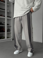 Grey Striped Button Detail Tracksuit JJ-103
