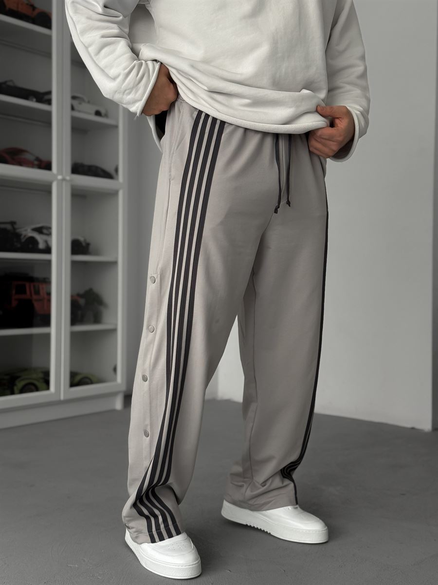 Grey Striped Button Detail Tracksuit JJ-103
