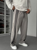 Grey Striped Button Detail Tracksuit JJ-103