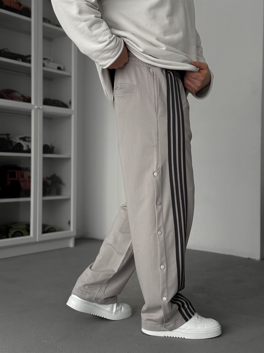 Grey Striped Button Detail Tracksuit JJ-103