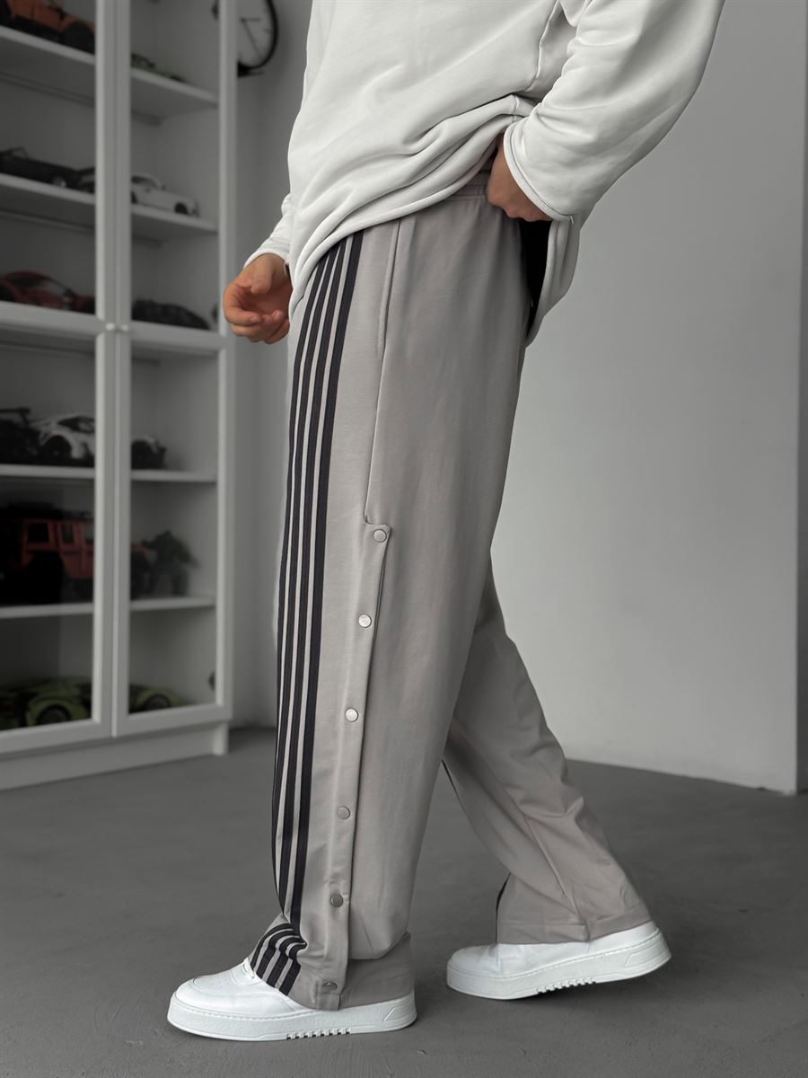 Grey Striped Button Detail Tracksuit JJ-103