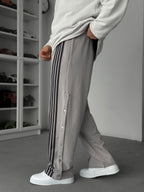 Grey Striped Button Detail Tracksuit JJ-103
