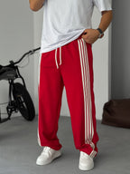 Striped Sweatpants with Button Details