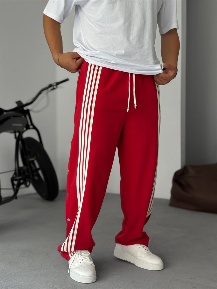 Striped Sweatpants with Button Details