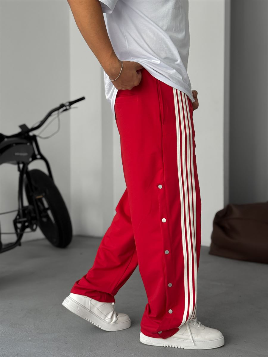 Striped Sweatpants with Button Details