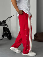 Striped Sweatpants with Button Details