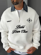 Denim Collar Build Oversize Sweatshirt