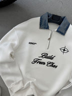 Denim Collar Build Oversize Sweatshirt