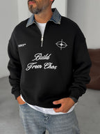 Denim Collar Build Oversize Sweatshirt