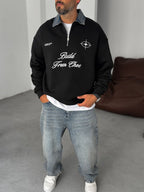 Denim Collar Build Oversize Sweatshirt