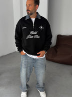 Denim Collar Build Oversize Sweatshirt