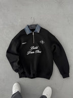 Denim Collar Build Oversize Sweatshirt