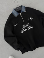 Denim Collar Build Oversize Sweatshirt