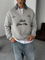 Denim Collar Build Oversize Sweatshirt