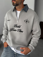 Denim Collar Build Oversize Sweatshirt