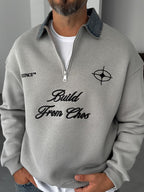 Denim Collar Build Oversize Sweatshirt