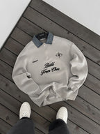 Denim Collar Build Oversize Sweatshirt