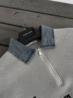 Denim Collar Build Oversize Sweatshirt