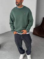 Heart Embroidered Basic Oversize Sweatshirt