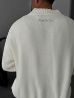 V-Neck Knitted Sweater with Embroidery Detail