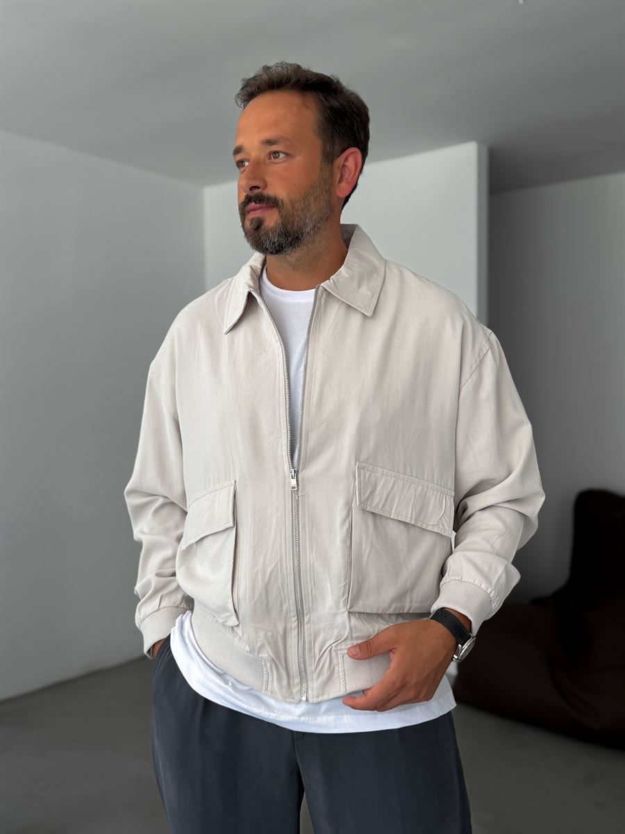 Tencel Fabric Washed Double Pocket Jacket