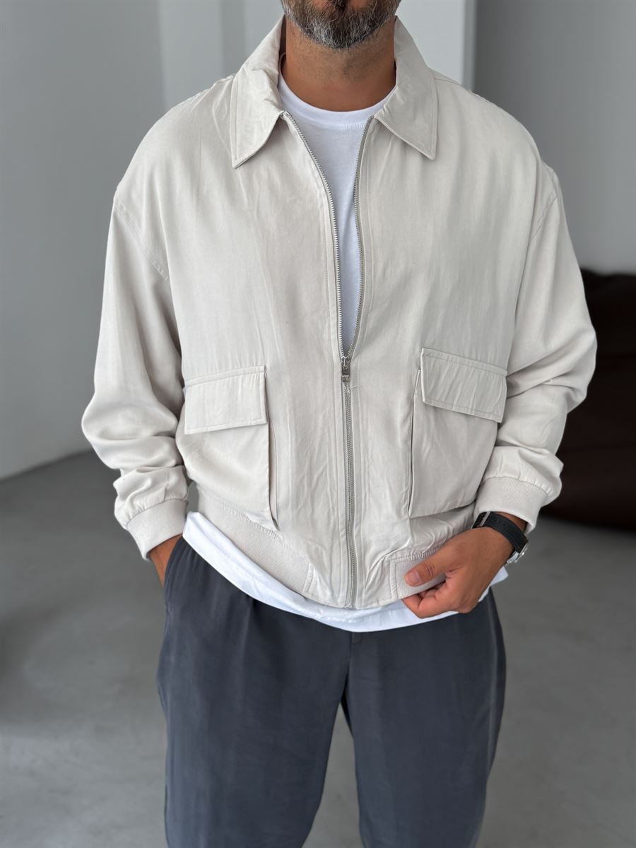 Tencel Fabric Washed Double Pocket Jacket