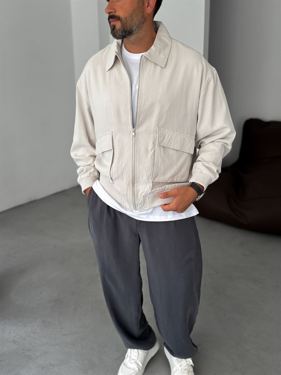 Tencel Fabric Washed Double Pocket Jacket