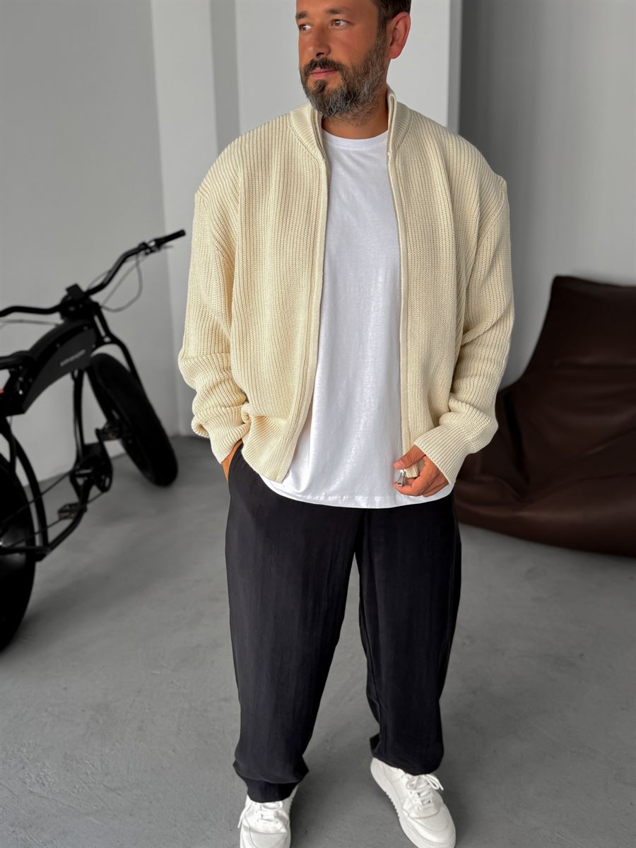 Half-Zip Mock Neck Knitted Cardigan