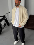 Half-Zip Mock Neck Knitted Cardigan