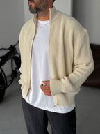 Half-Zip Mock Neck Knitted Cardigan