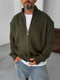 Half-Zip Mock Neck Knitted Cardigan
