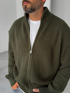 Half-Zip Mock Neck Knitted Cardigan