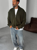 Half-Zip Mock Neck Knitted Cardigan