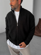 Half-Zip Mock Neck Knitted Cardigan