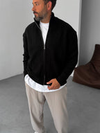 Half-Zip Mock Neck Knitted Cardigan