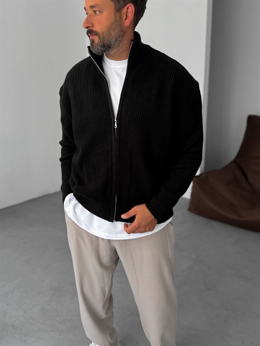 Half-Zip Mock Neck Knitted Cardigan