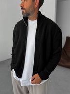 Half-Zip Mock Neck Knitted Cardigan