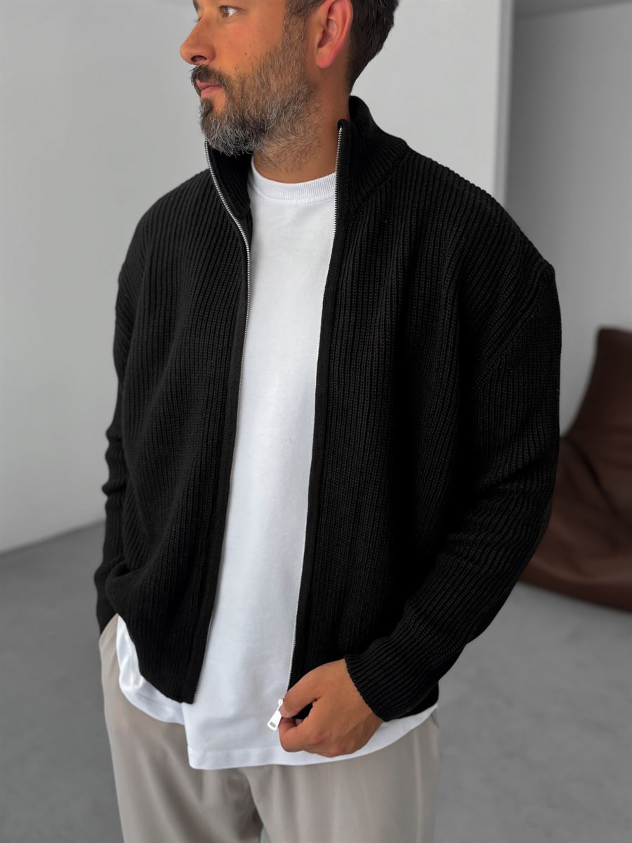 Half-Zip Mock Neck Knitted Cardigan