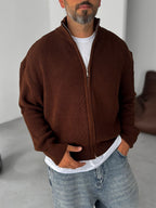 Half-Zip Mock Neck Knitted Cardigan